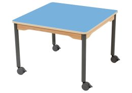TABLE PLATEAU STRATIFIÉ - PIÉTEMENT À ROULETTES - Carré 80x80 cm