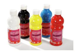Glossy ACRYLIC PAINT - 500-ml bottle Primary colours - 5 x 250 ml