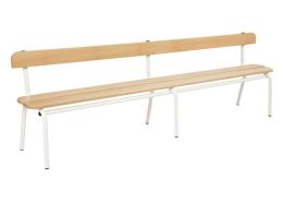 METAL AND WOOD BENCH with backrest L: 200 cm