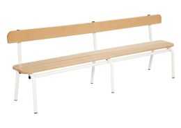 METAL AND WOOD BENCH with backrest L: 160 cm