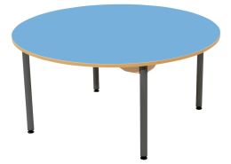 TABLE PLATEAU STRATIFIÉ - PIÉTEMENT MÉTAL GRIS - Rond Ø 120 cm