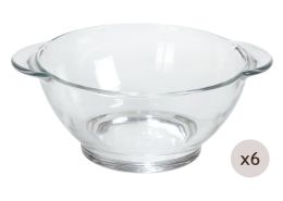 TRANSPARENT TEMPERED GLASS TABLEWARE Bowl with handles