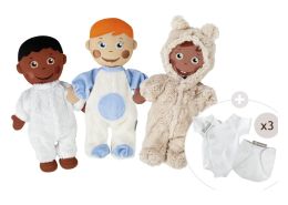 MAXI PACK – 3 Sweety babies (Martin, Amadou and Kenji) in outfits, n...
