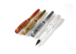 FANCY ROLLERBALL PENS White, silver, bronze and gold.