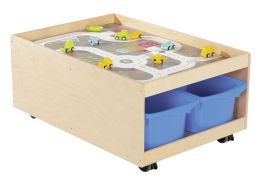 TABLE D'ACTIVITÉS MOBILE Babi Up 4 bacs + tapis de jeu "Circuit" + 9 véhicules éco-responsables
