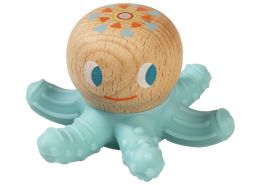 Wood and silicone TEETHING RATTLE Octopus