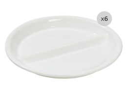 WHITE TEMPERED GLASS TABLEWARE Plate with 2 compartments