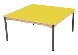 TABLE PLATEAU STRATIFIÉ - PIÉTEMENT MÉTAL GRIS - Carré 120x120 cm