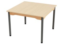 TABLE PLATEAU MÉLAMINÉ - PIÉTEMENT MÉTAL - Carré 80x80 cm