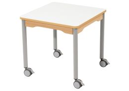 TABLE PLATEAU EFFAÇABLE - PIÉTEMENT À  ROULETTES - Carré 60x60 cm