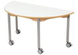 TABLE PLATEAU EFFAÇABLE - PIÉTEMENT À  ROULETTES - Demi-rond 120x60 cm