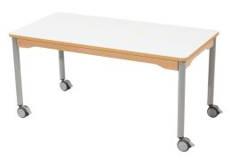 TABLE PLATEAU EFFAÇABLE - PIÉTEMENT À  ROULETTES - Rectangle 120x60 cm