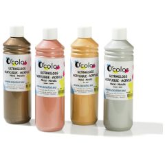 PEINTURE ACRYLIQUE MÉTALLISÉE - Flacons de 500 ml
