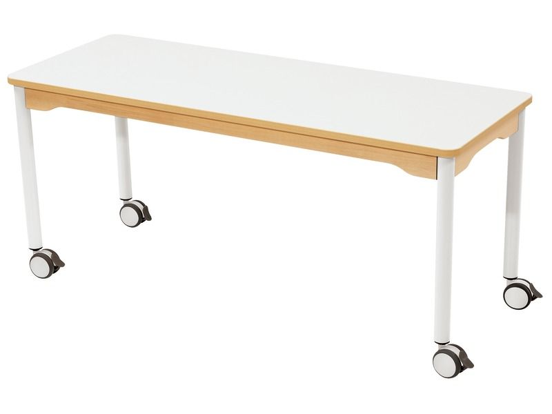 LAMINATED TABLE TOP – LEGS WITH CASTORS – 130x50 cm rectangle