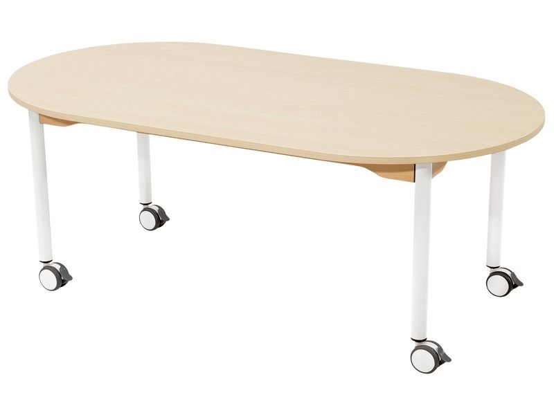 TABLE PLATEAU STRATIFIÉ - PIÉTEMENT À ROULETTES - Ovale 150x80 cm