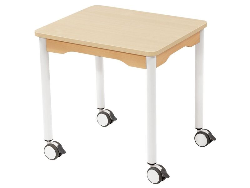 TABLE PLATEAU STRATIFIÉ - PIÉTEMENT À ROULETTES - Rectangle 60x50 cm