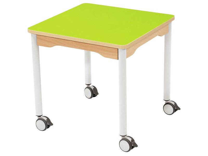 TABLE PLATEAU STRATIFIÉ - PIÉTEMENT À ROULETTES - Carré 60x60 cm