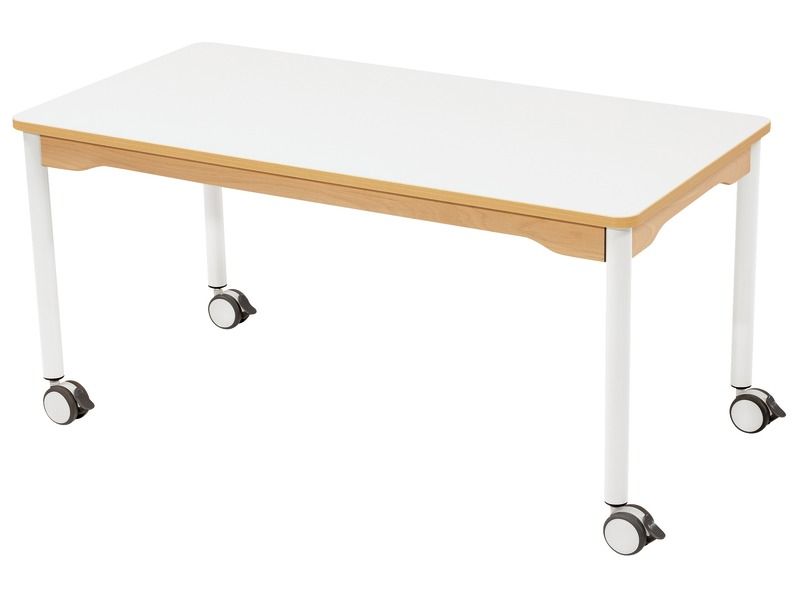 TABLE PLATEAU STRATIFIÉ - PIÉTEMENT À ROULETTES - Rectangle 120x60 cm