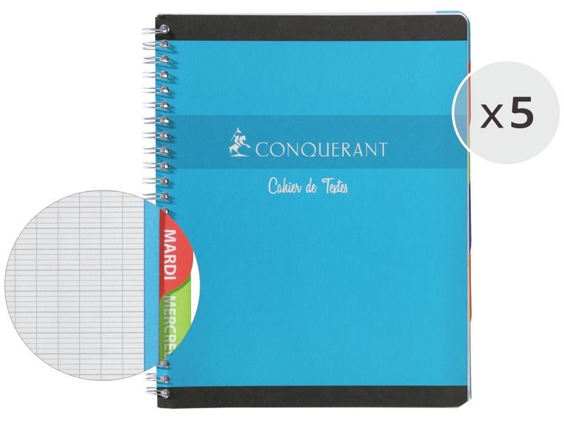 LOT DE 5 CAHIERS DE TEXTES 17x22 cm - 148 pages - 1er prix