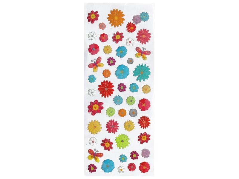 LAMINATED TEXTURED STICKERS Flowers and butterflies