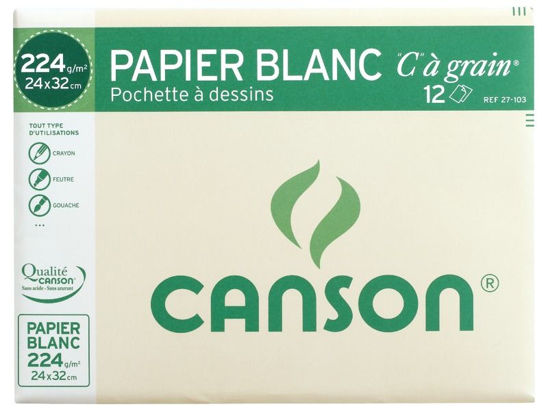 POCHETTE CANSON Papier à grain A4 224 g