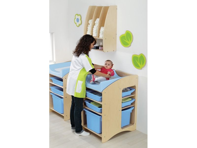 VERZORGINGSMEUBEL Basic + 6 PLASTIC OPBERGBAKKEN + KUSSEN HOGE RANDEN
