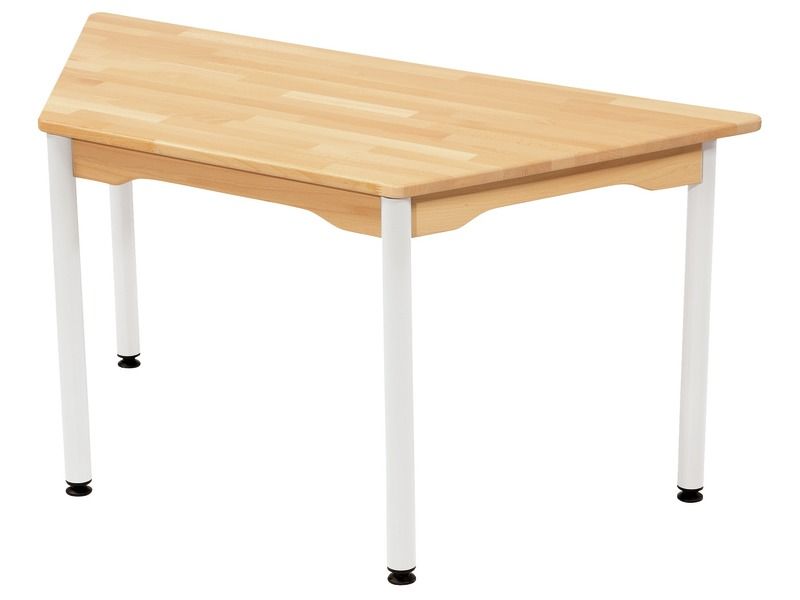 TABLE EN HÊTRE MASSIF NATURE - PIÉTEMENT MÉTAL - Trapèze 120x60 cm