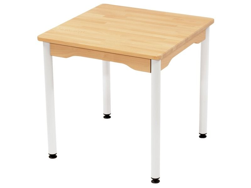 SOLID BEECH TABLE – METAL LEGS – 60x60 cm square