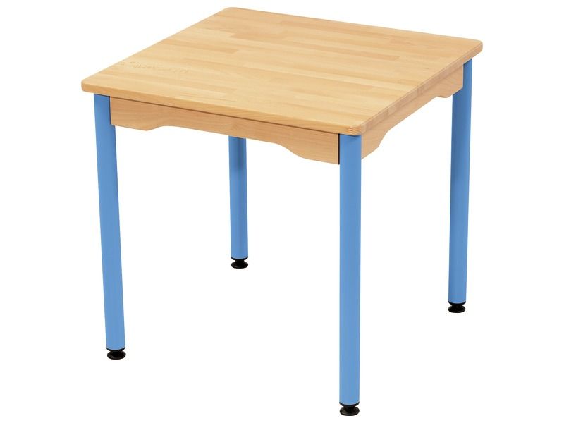 TABLE EN HÊTRE MASSIF NATURE - PIÉTEMENT MÉTAL - Carré 60x60 cm