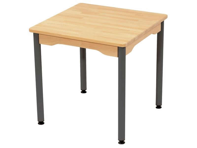 TABLE EN HÊTRE MASSIF NATURE - PIÉTEMENT MÉTAL - Carré 60x60 cm