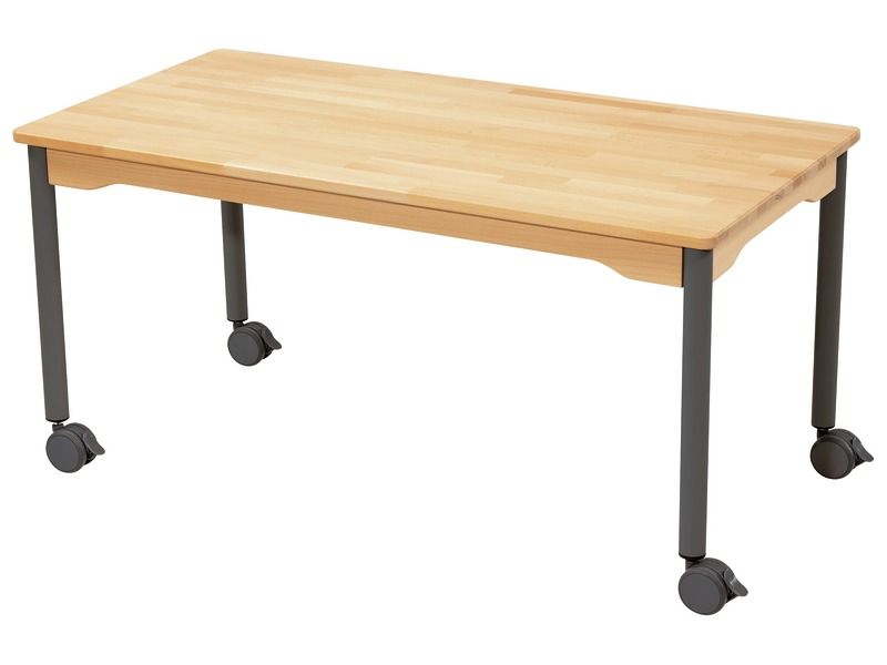 NATURE SOLID BEECH TABLE – LEGS WITH CASTORS – 120x60 cm rectangle