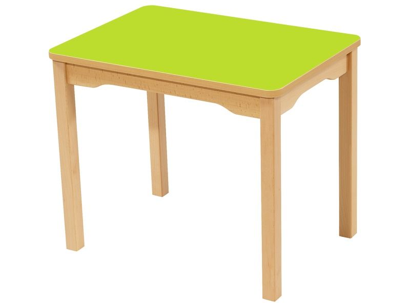 LAMINATED TABLE TOP – WOODEN LEGS – 70x50 cm rectangle