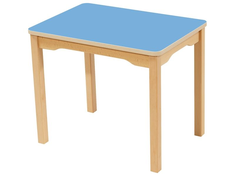 LAMINATED TABLE TOP – WOODEN LEGS – 70x50 cm rectangle