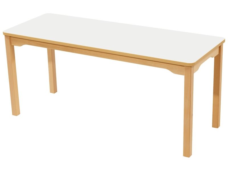 LAMINATED TABLE TOP – WOODEN LEGS – 130x50 cm rectangle