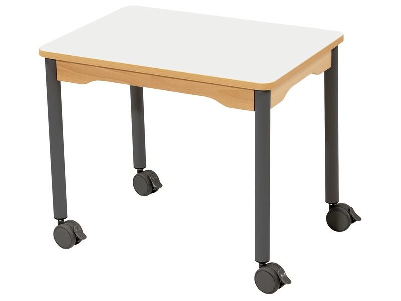 TABLE PLATEAU STRATIFIÉ - PIÉTEMENT À ROULETTES - Rectangle 70x50 cm