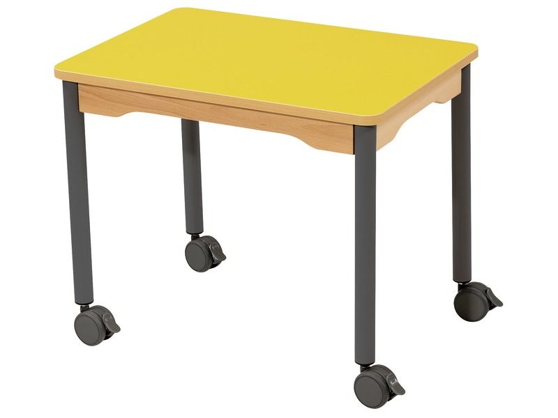 TABLE PLATEAU STRATIFIÉ - PIÉTEMENT À ROULETTES - Rectangle 70x50 cm