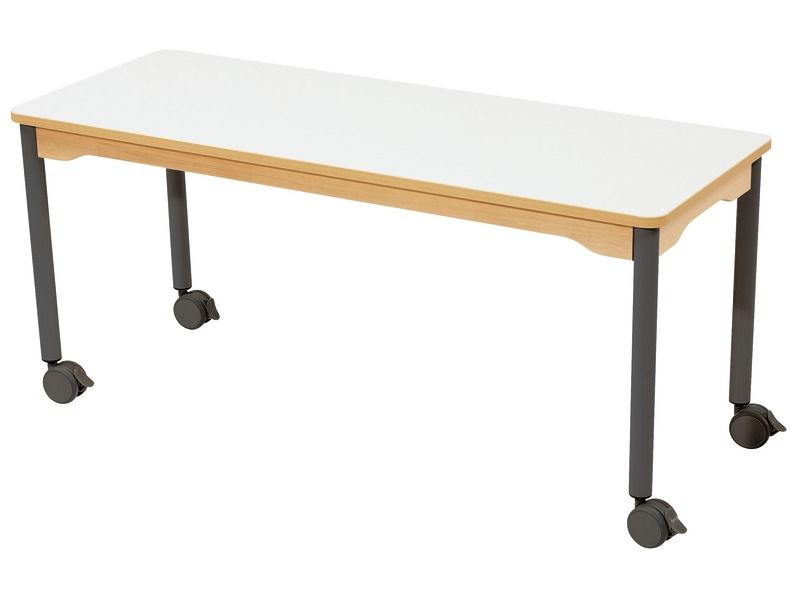 TAFEL MET GELAMINEERD BLAD - ONDERSTEL OP WIELTJES - Rechthoekig 130 x 50 cm