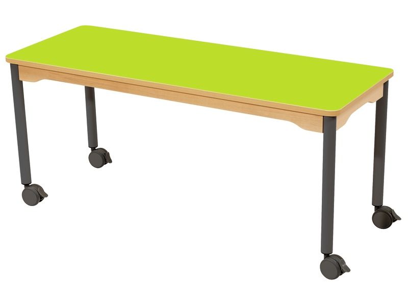 LAMINATED TABLE TOP – LEGS WITH CASTORS – 130x50 cm rectangle