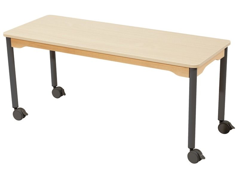 LAMINATED TABLE TOP – LEGS WITH CASTORS – 130x50 cm rectangle