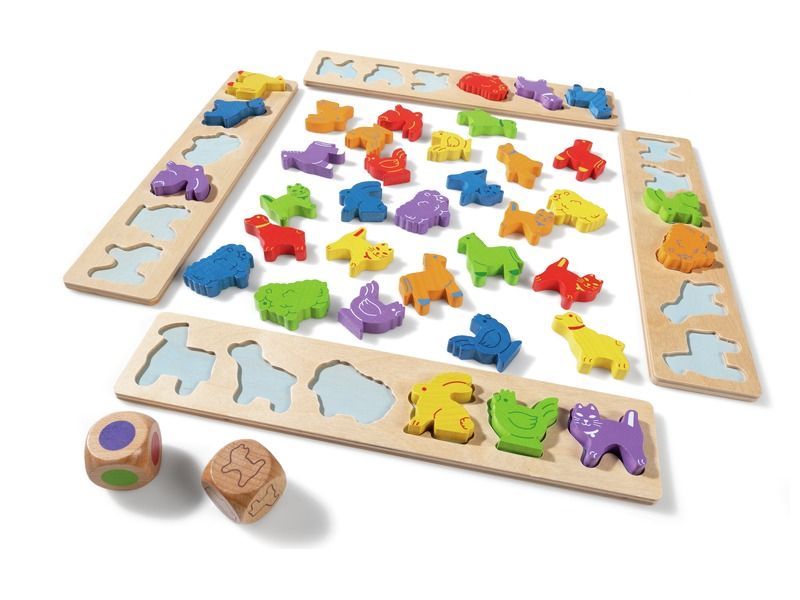 Activity-board Puzzle 6 en 1 pour enfants, jeu d'animaux en bois, jouet  éducatif