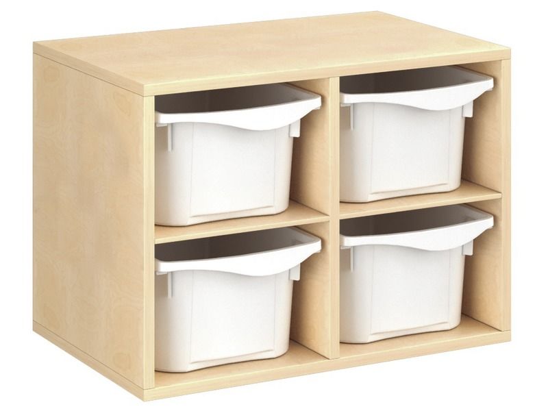 MEUBLE MÉLAMINÉ H: 51 cm - L: 70,5 cm 4 bacs - 2 étagères