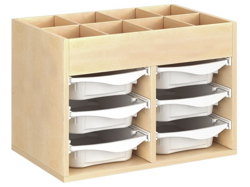 MEUBLE MÉLAMINÉ H: 51 cm - L: 70,5 cm 6 bacs sur rails