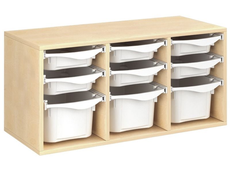 MEUBLE MÉLAMINÉ H: 51 cm - L: 105 cm 9 bacs sur rails