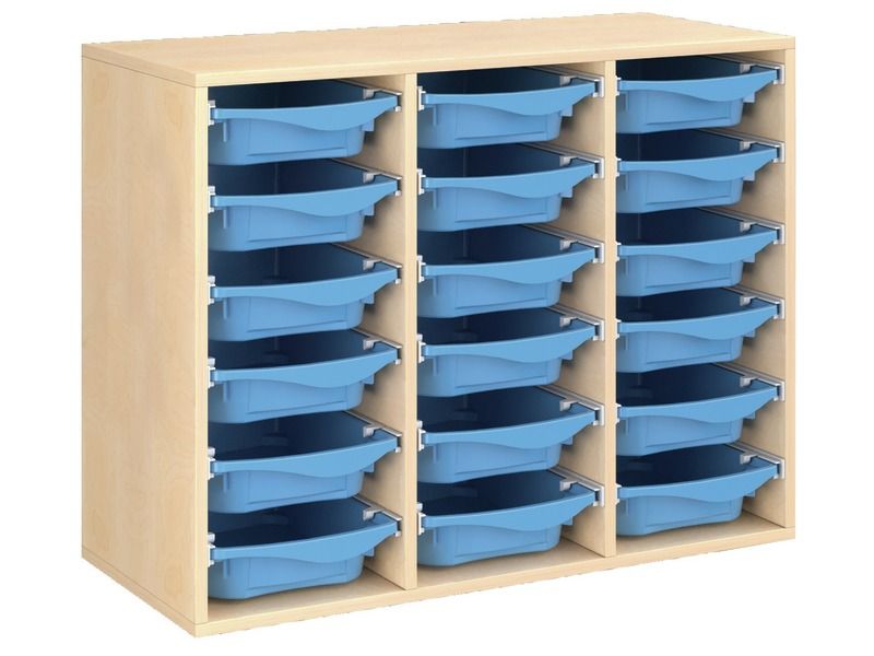 MEUBLE MÉLAMINÉ H: 81 cm - L: 105 cm 18 bacs sur rails
