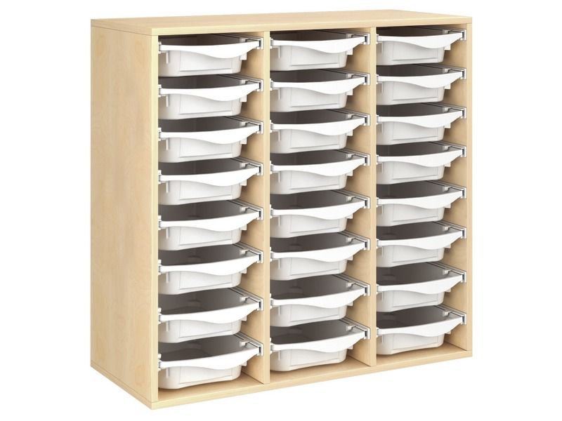 MEUBLE MÉLAMINÉ H: 102 cm - L: 105 cm 24 bacs sur rails