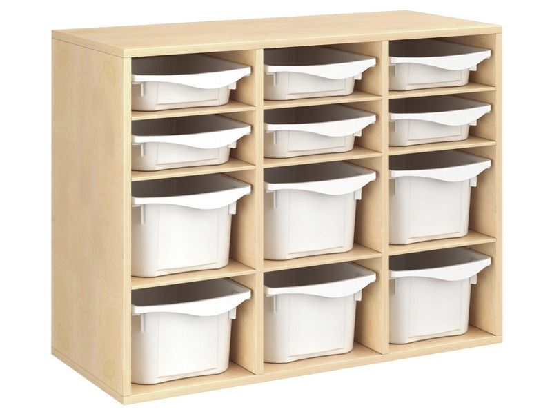 MEUBLE MÉLAMINÉ H: 81 cm - L: 105 cm 12 bacs - 9 étagères