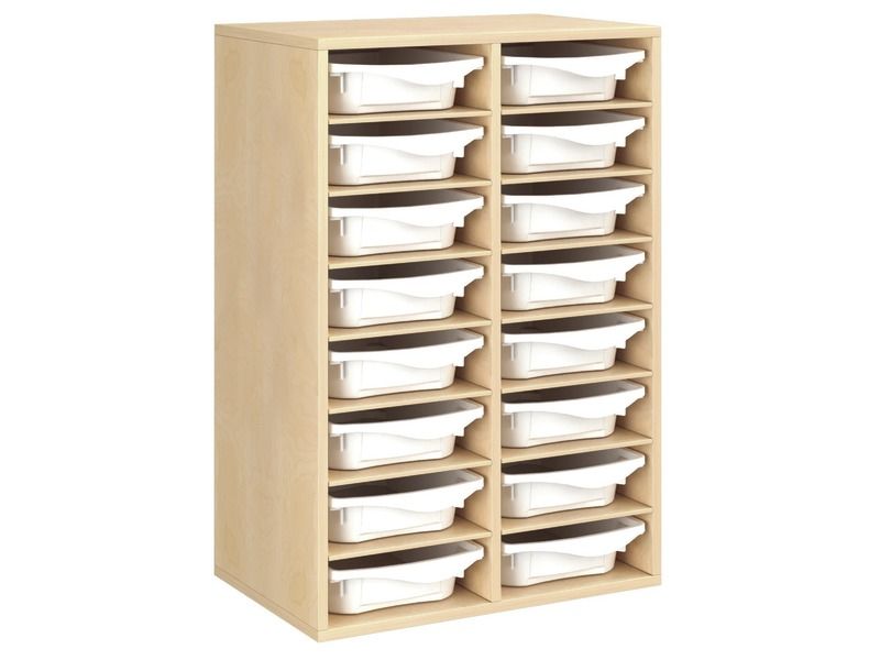 MEUBLE MÉLAMINÉ H: 102 cm - L: 70,5 cm 16 bacs - 14 étagères