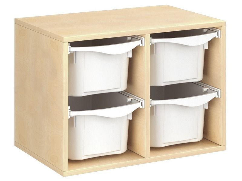 MEUBLE MÉLAMINÉ H: 51 cm - L: 70,5 cm 4 bacs sur rails