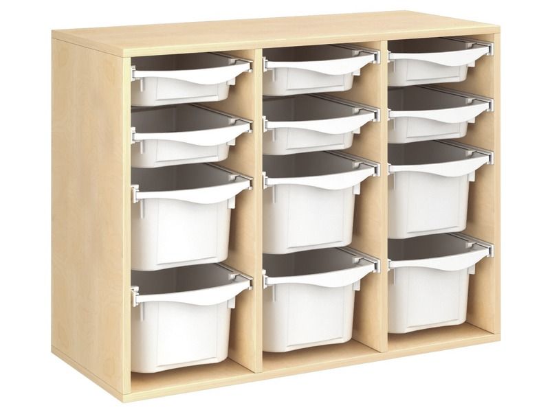 MÖBELSTÜCK MIT MELAMINBESCHICHTUNG H: 81 cm - L: 105 cm 12 Behälter auf...