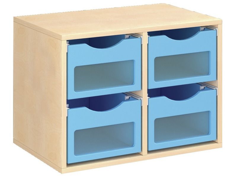 MEUBLE MÉLAMINÉ H: 51 cm - L: 70,5 cm 4 bacs sur rails